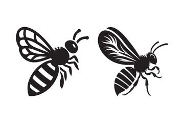 Bees of the highest quality silhouette Icon Set Vector Design