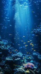 Fototapeta premium Underwater world full of vibrant coral and colorful fish.