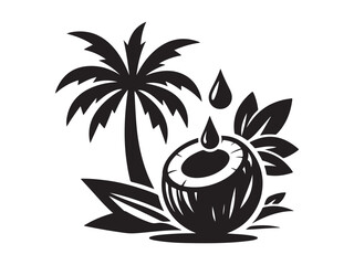 Minimalist coconut silhouette vector icon logo design