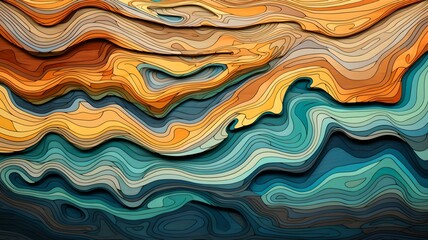 Abstract Elegance: Wooden Purple and Cyan Wave Pattern for Slides