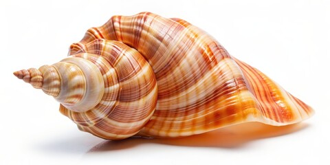 Obraz premium Isolated bright spiral seashell conch, ideal for beach-themed decorations, seashell, conch, spiral, isolated, bright, decoration