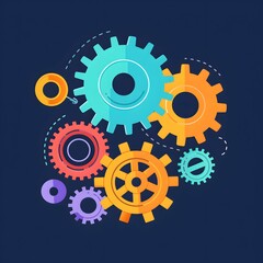 Cartoon Gears Illustration with Flat Design