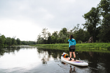 Embark on a tranquil evening paddleboarding adventure along a serene river, surrounded by the beauty of nature. Find peace and harmony in the outdoor tranquility