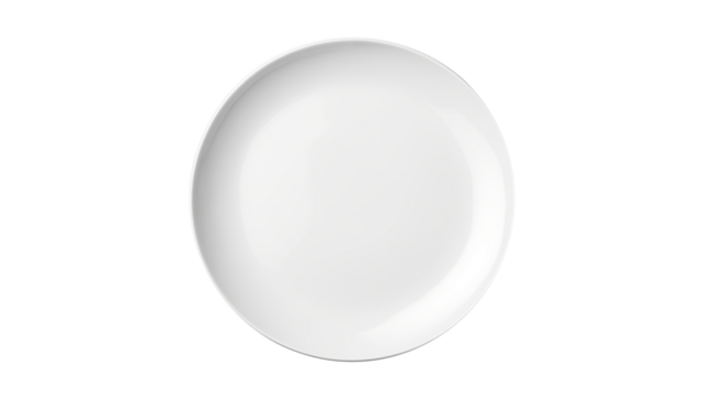 White plate cutout. Isolated plate on transparent background