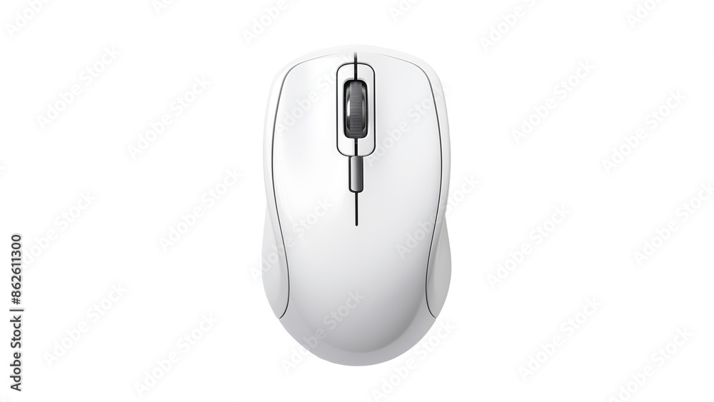 Wall mural white computer mouse cutout. isolated computer mouse on transparent background