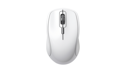 White computer mouse cutout. Isolated computer mouse on transparent background