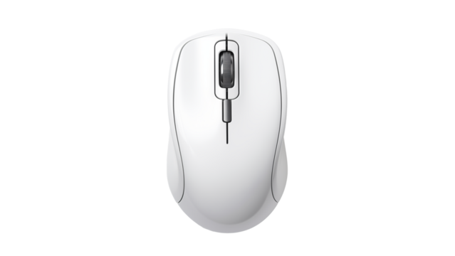 White computer mouse cutout. Isolated computer mouse on transparent background