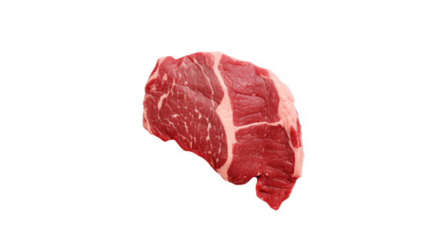 Peace of meat cutout. Isolated tasty raw meat on transparent background