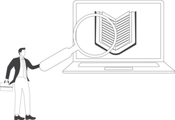 Businessman holding a magnifying glass