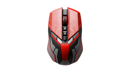 Gaming mouse cutout. Isolated red gaming computer mouse