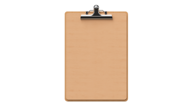 Blank clipboard cutout. Isolated clipboard on transparent background