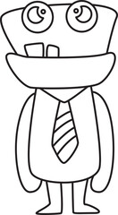 Doodle Monster Line Art