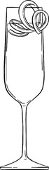 French 75 Cocktail Line Art