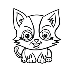 kitten cartoon style coloring page for kids