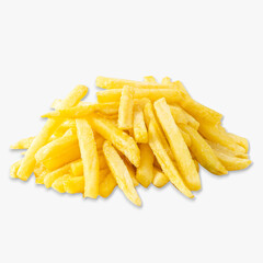 French fries on a white background.