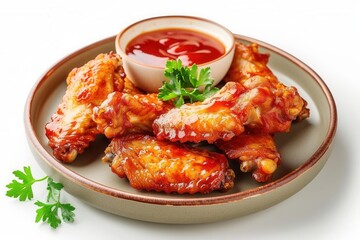 Delicious Plate of Chicken Wings. Mouth-watering food photography concept