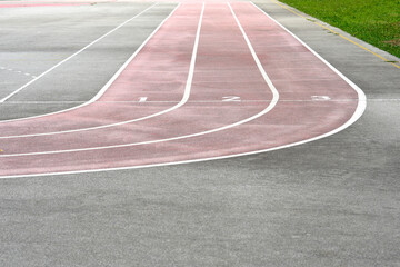 Detail of the running track on a school sports field