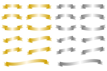 Obraz premium ゴールドとシルバーのリボンのイラストセット
