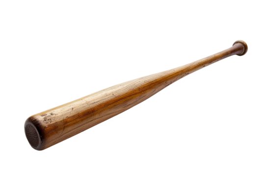 Baseball bat, white background, die-cut image