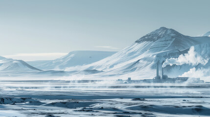 Wintery Landscape with Distant Industrial Facility