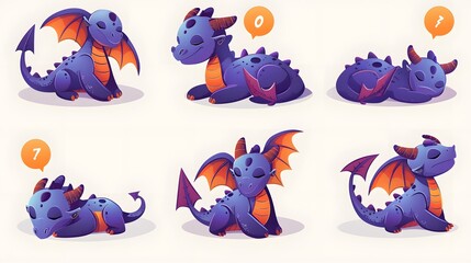 Fototapeta premium sleeping cartoon dragon. 