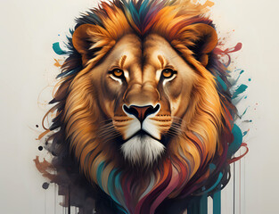 Fototapeta premium Löwe mit bunter Mähne