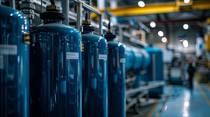 Water purification filtration equipment in a plant workshop