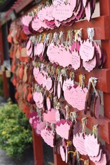 traditional prayer cards hanging outside of the temple
