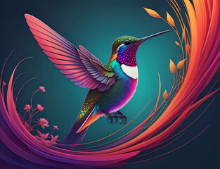 Obraz premium fliegender Kolibri im Profil