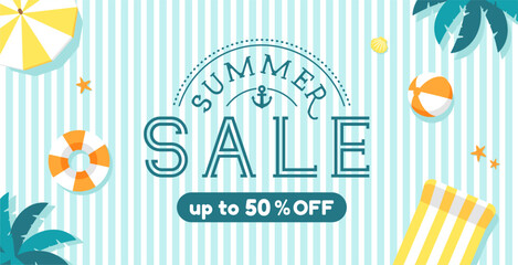Summer sale vector  banner illustration