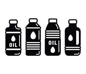 cooking oil bottle plastic icons symbol vector design black white color simple illustration collection sets