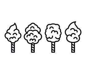 cotton candy sugar cloud icons symbol vector design black white color simple line illustration set