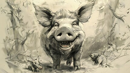 Cartoon animal - boar - isolated - illustration for children. 