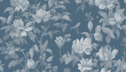 Seafoam Blue Floral Pattern Seamless Texture for Background Design