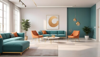 Fototapeta premium Photo interior modern design room 3d illustration