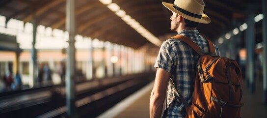 Traveler waiting on train platform