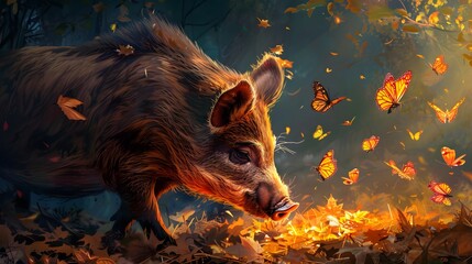 Cartoon animal - boar - isolated - illustration for children. 