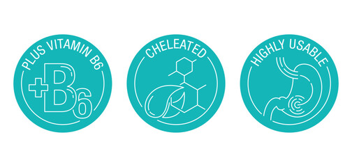 Magnesium supplement circular icons set