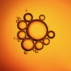 Top view movement of oil bubbles in the liquid