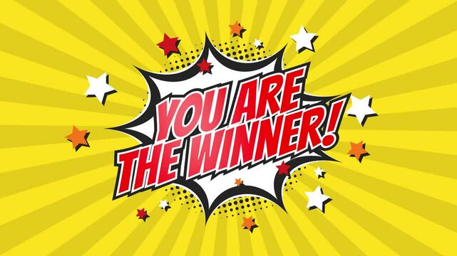 Winner animation text. Congratulations for the best result. Winning message.