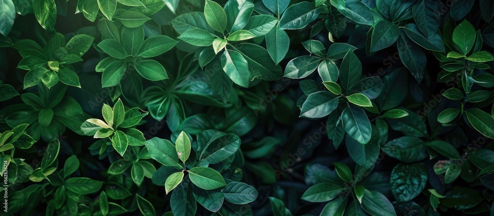 Aufkleber Forest foliage showcasing verdant leaves creating an ideal natural backdrop with ample copy space image.