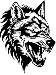 Naklejka premium A wolf with its mouth open and teeth bared