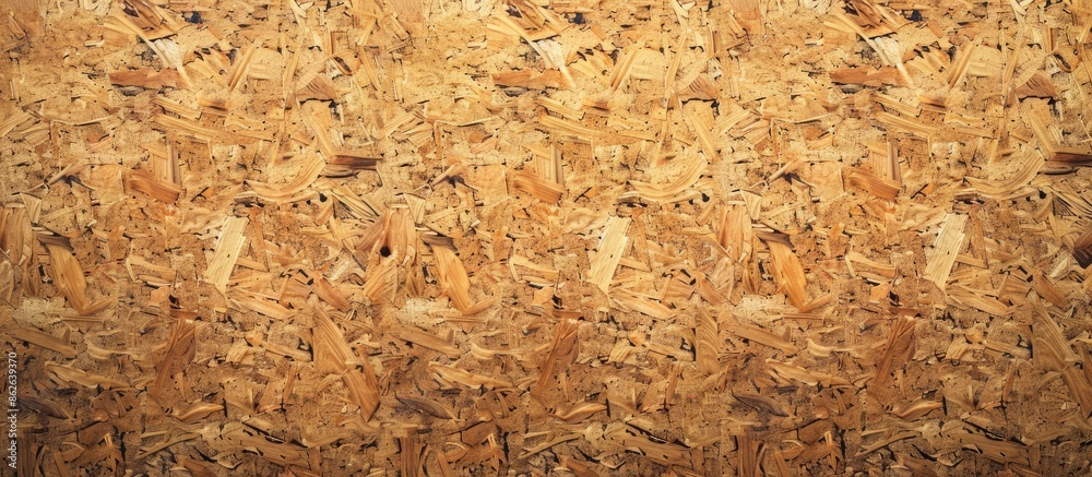 Poster OSB wooden background with a cork board on it, featuring a wood texture surface and copy space image.