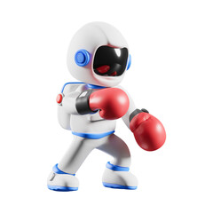 3d illustration of happy little astronaut ready to boxing wearing boxing glove on isolated white background