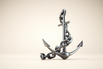 Anchor on simple background. © Orlando Florin Rosu
