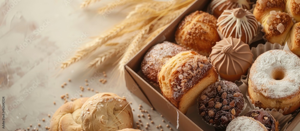 Poster display a carefully arranged dessert box with tawar bread to promote a healthy diet concept, incorpo