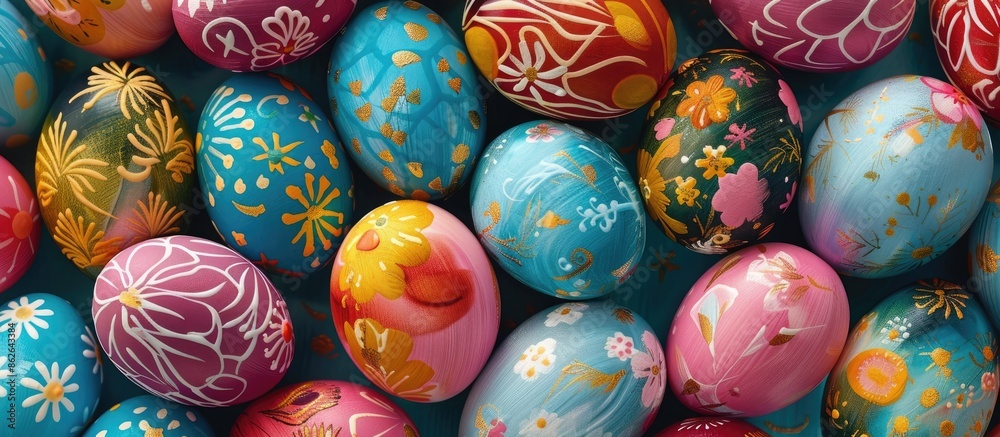 Aufkleber easter eggs are colorful, decorated eggs symbolizing easter. copy space image. place for adding text