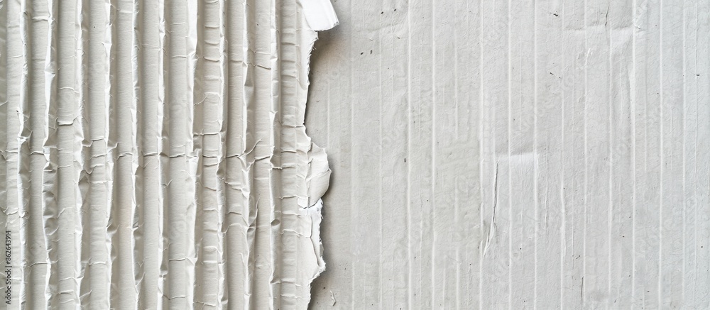 Poster a picture of corrugated grey cardboard with a white background and space to overlay text or images, 