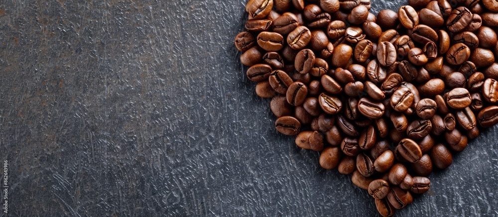 Aufkleber a heart-shaped cluster of coffee beans is positioned in the backdrop, giving ample copy space image.