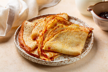 Homemade gluten-free crepes made with rice flour.